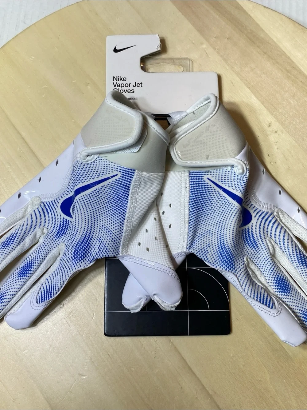 Nike Vapor Jet 8.0 Youth Football Gloves White Royal Blue Size Small New